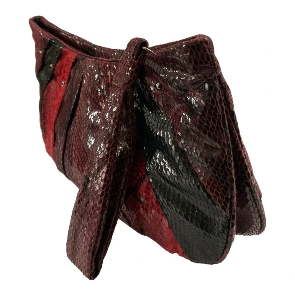 Nine West Faux Reptile Clutch Wristlet Bordeaux  Purple Ombré Party Night Out